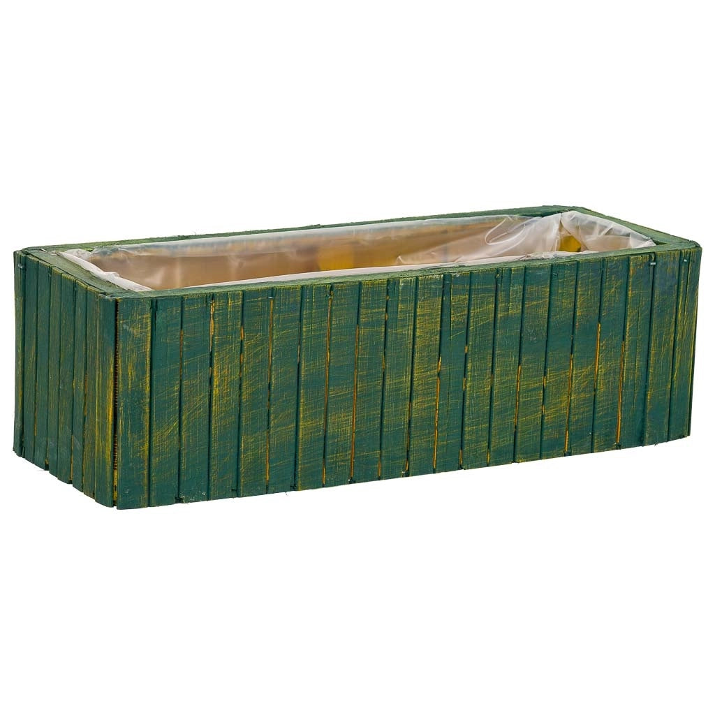 Cesto rettangolare in legno verde 35,5x14,5x11h