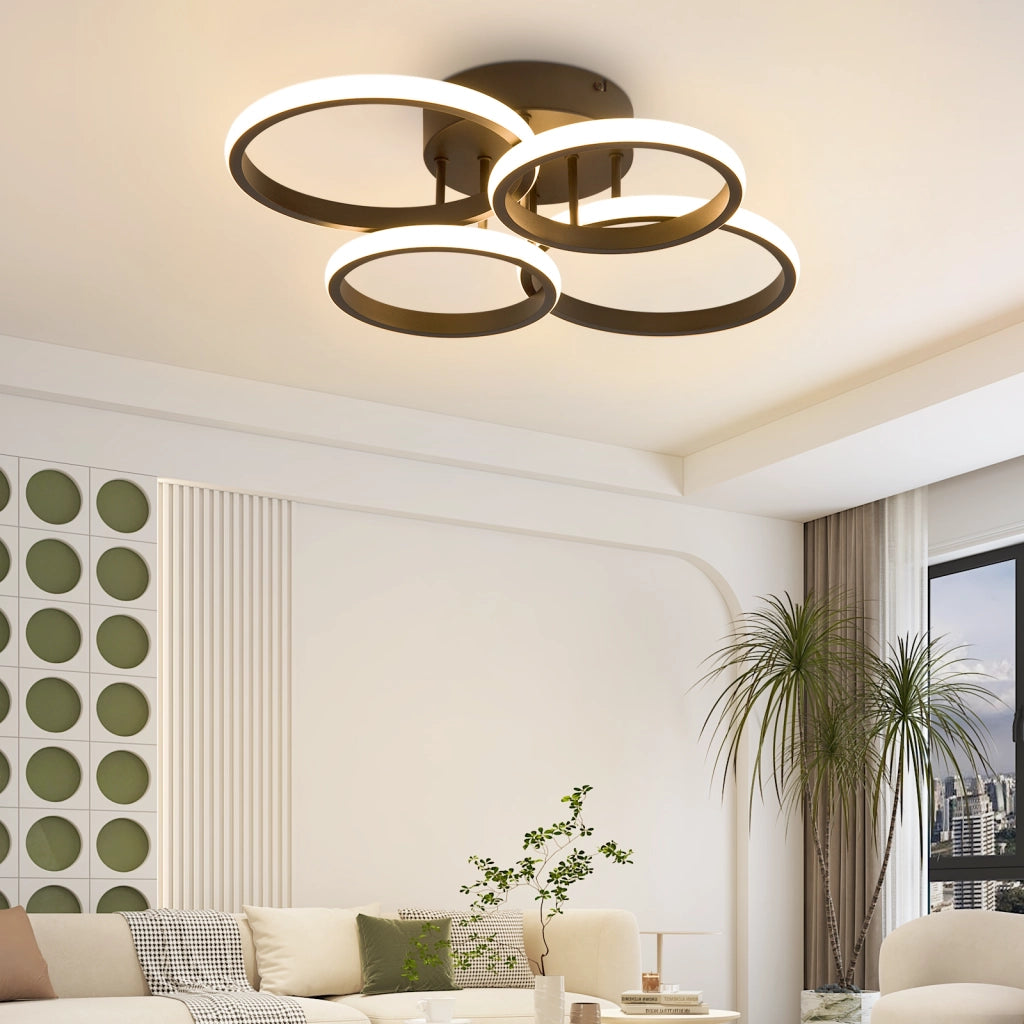 ZMH Lampada da soffitto plafoniera LED nera moderna 48W 55cm dimmerabile telecomando per camera letto cucina
