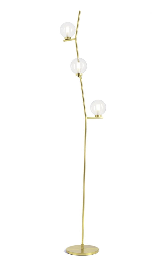 CAMELY LAMPADA DA TERRA 3 LUCI ORO SPAZZOLATO ATTACCO G9 D.12CM IN VETRO TRASPARENTE