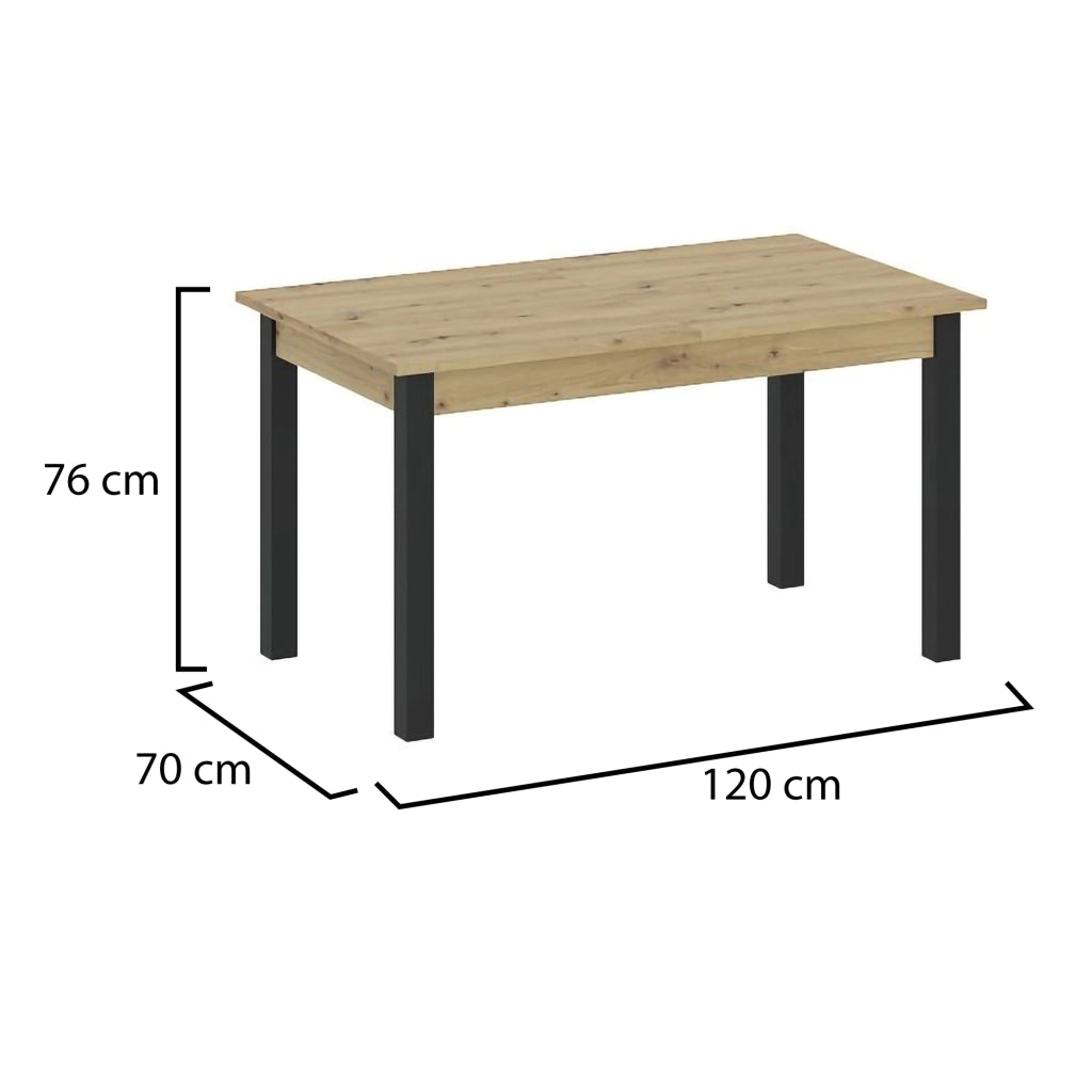 Litabana, Tavolo Fisso 6 Posti, 120x70x76h cm Marrone Rovere Nodi