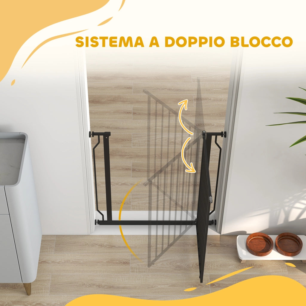 Cancelletto per Cani Estensibile e Regolabile 75-85x76 cm in Acciaio e ABS Nero
