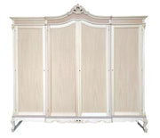 Armadio 4 porte classico barocco legno grezzo 225x73x230 - Mobili 2G