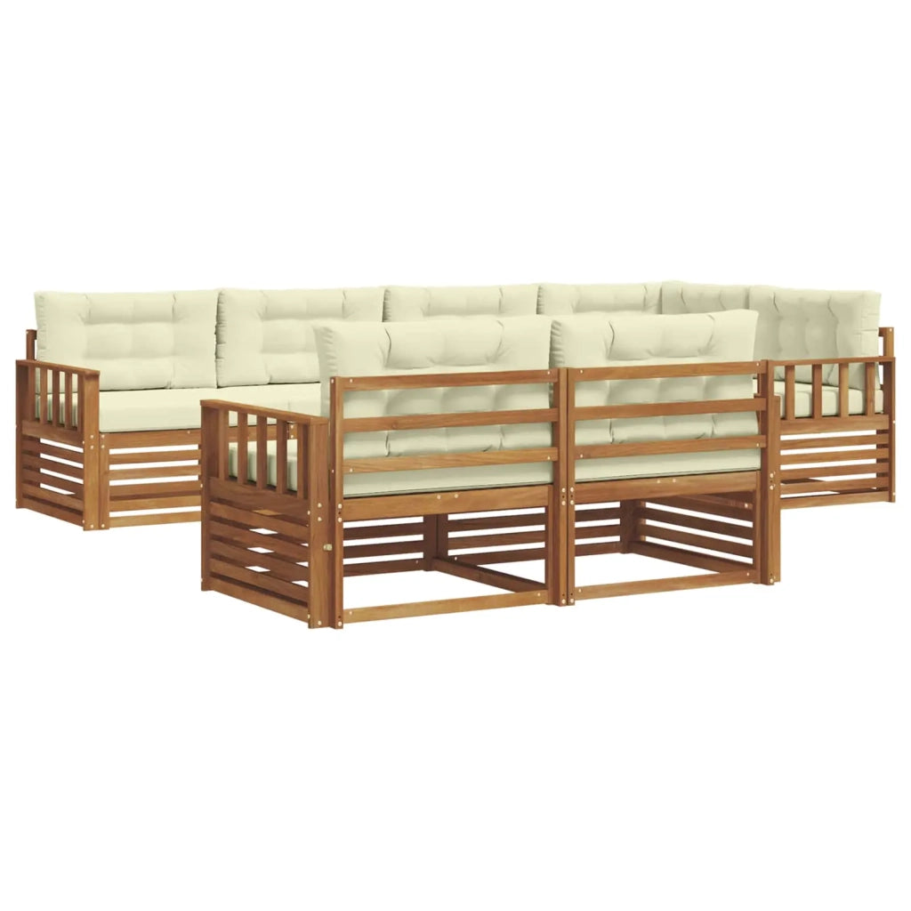 Set di divani da esterno con cuscino 7 pcs Naturale e Crema
