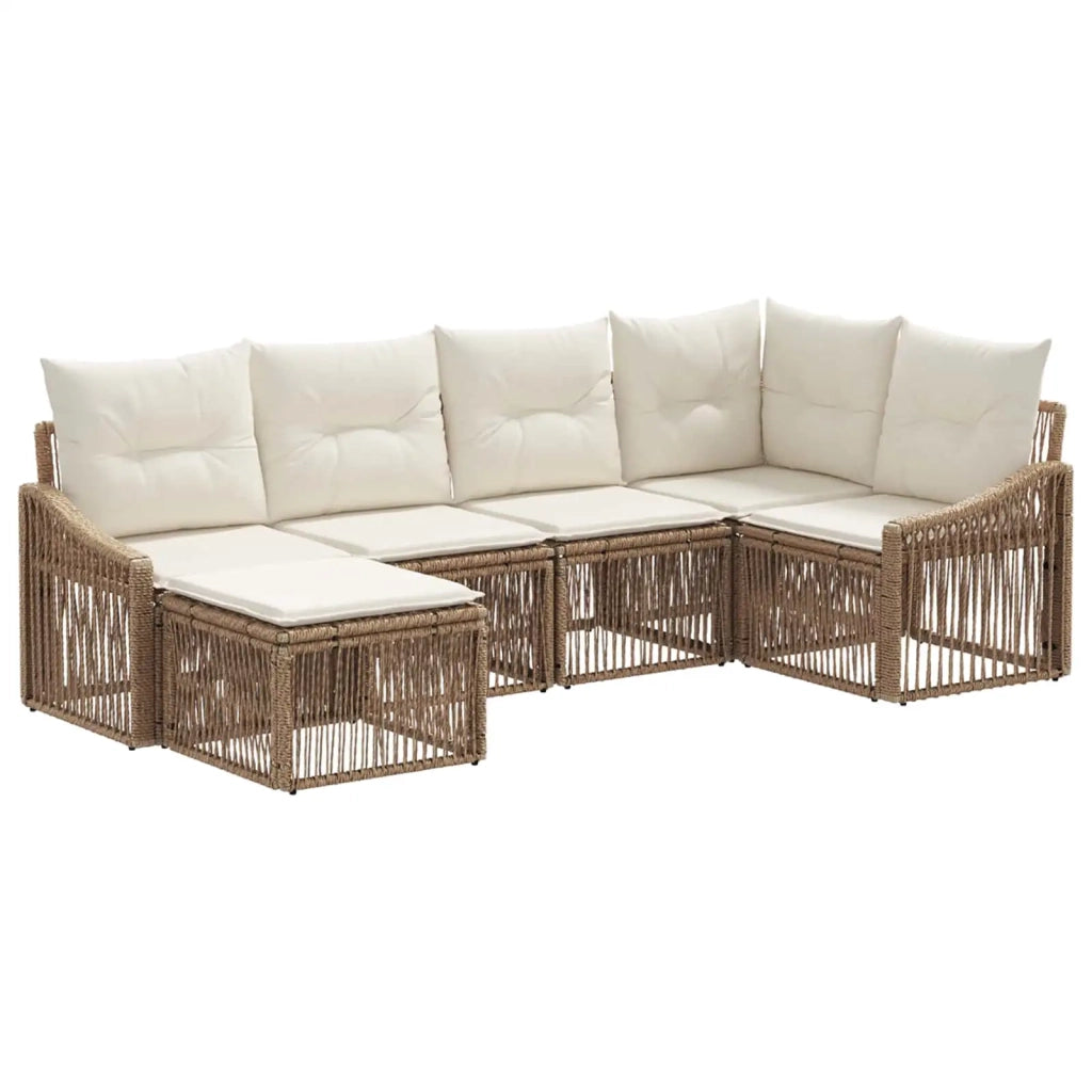 Set Divano da Giardino 6 pcs Beige polyrattan 3436074