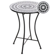 Tavolo Bistro in metallo con piastrelle in ceramica bianche e nere giardino balcone esterno
