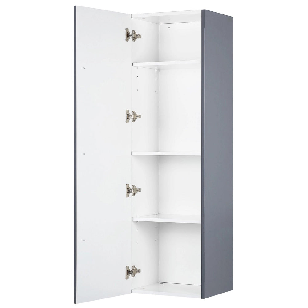Pensile da bagno in MDF grigio 132 x 40 cm con 4 ripiani a parete