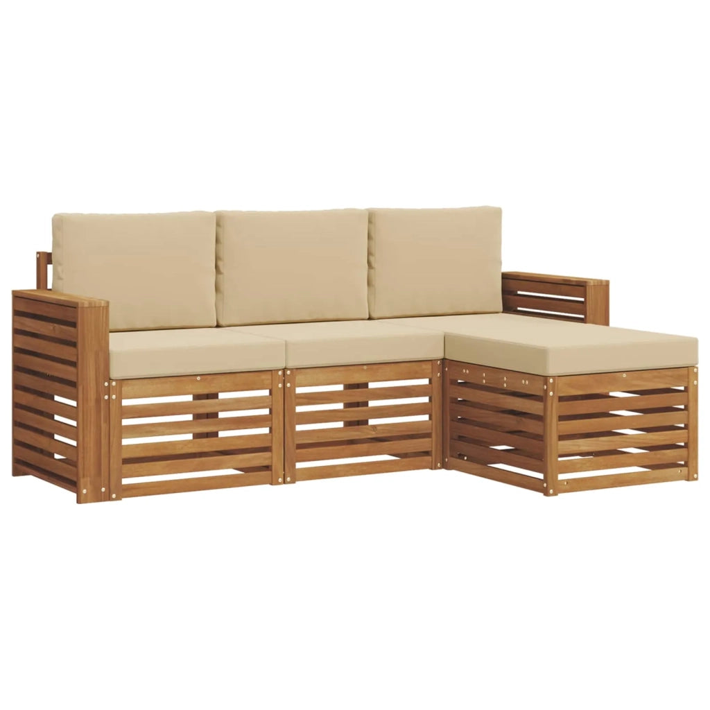 Set di divani da esterno con cuscino 4 pcs Naturale e Beige