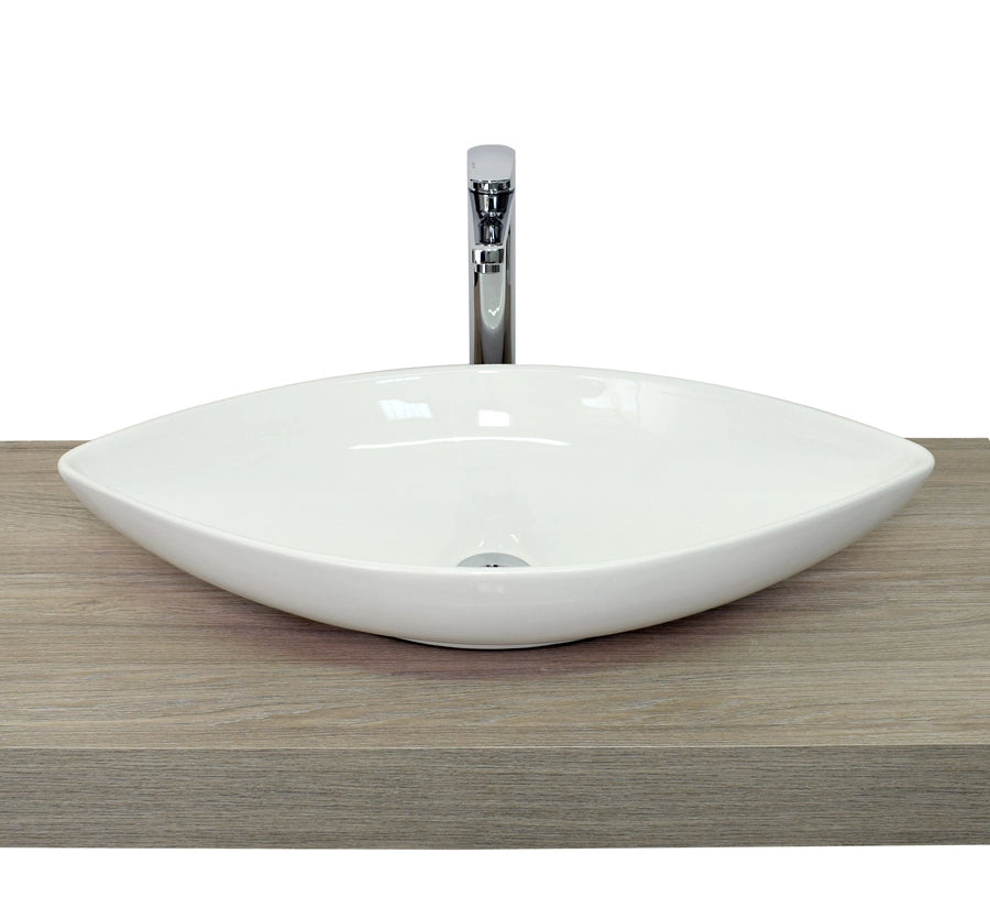 Lavabo da appoggio con troppo pieno 70x37x14 cm bianco Mues Thigon