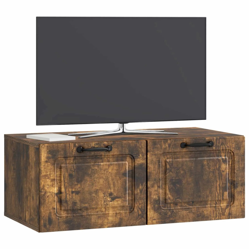 Mobile Porta TV da Muro Rovere Fumo 78,5 x 41 x 30 cm 899370