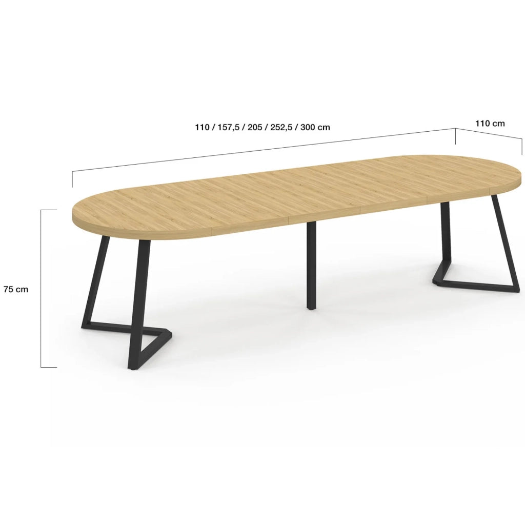 IDMarket - SELMA tavolo da pranzo rotondo allungabile 4-10 persone effetto legno faggio 110-300 cm