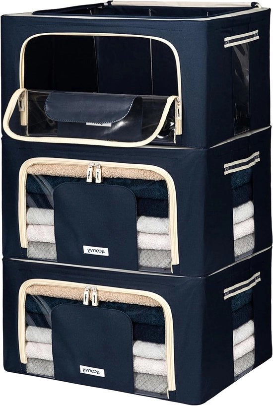 Scatola di Stoccaggio di Abiti Rigida con Sacchetto di Stoccaggio con Zip per Coperte e Tessuti da Letto - Soluzione di Stoccaggio per Abiti