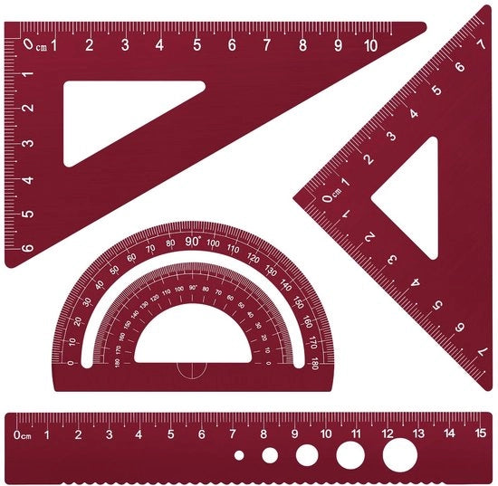 Set di Linea 15 cm - Linea Metallica - Set Geometrico - Misuratore Angoli/Triangolo - Alloio Duraturo - Superficie Resistente ai Graffi - Set di Misurazione