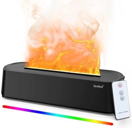 Diffusore di Aromi con Effetto Fiamma Colorata - Diffusore di Olio Essenziale con Telecomando, 3 Modalità di Nebbia e 4 Timer - Diffusore Mini di 200ml per Aromaterapia per Camera da Letto e Ufficio