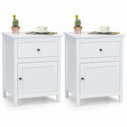 Set di 2 comodini 48 x 38 x 63,5 cm design moderno con cassetto e contenitore realizzati in MDF bianco 20_0017662