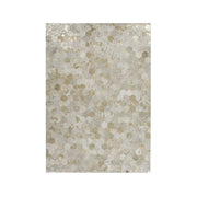 Tappeto Dazzle in Pelle Avorio e Oro con Motivo Esagonale