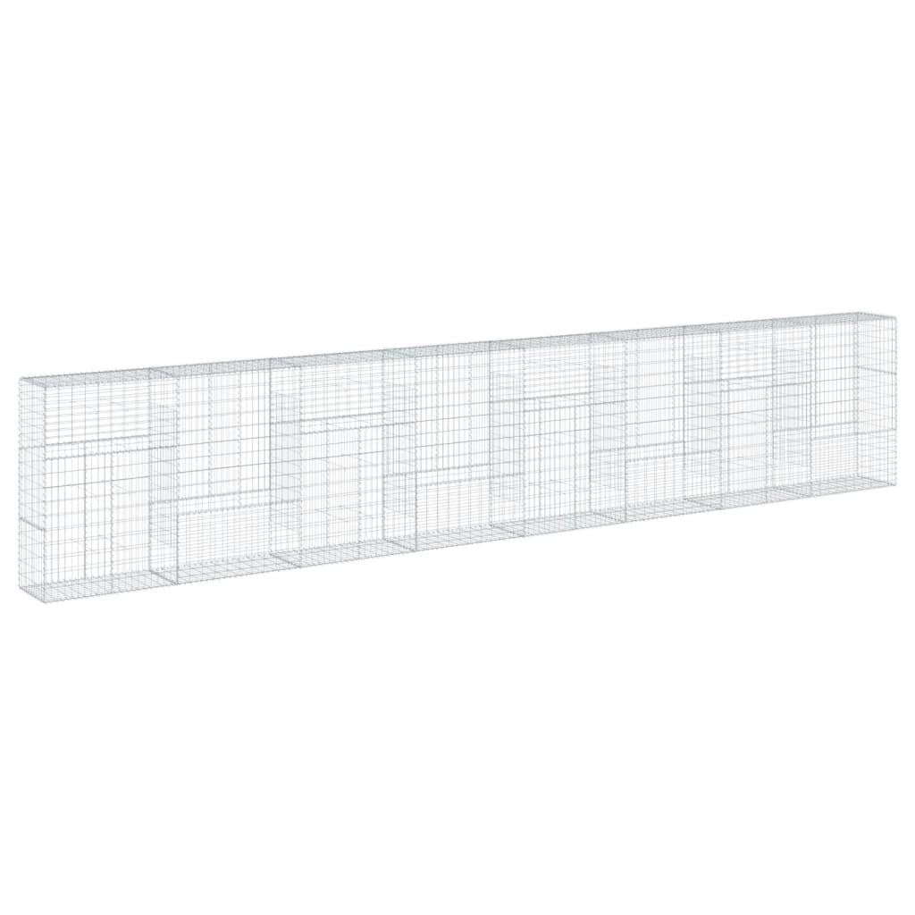 Gabbione recinto a gabbia muro di contenimento con coperchio 800 x 50 x 150 cm ferro zincato argento 02_0040204