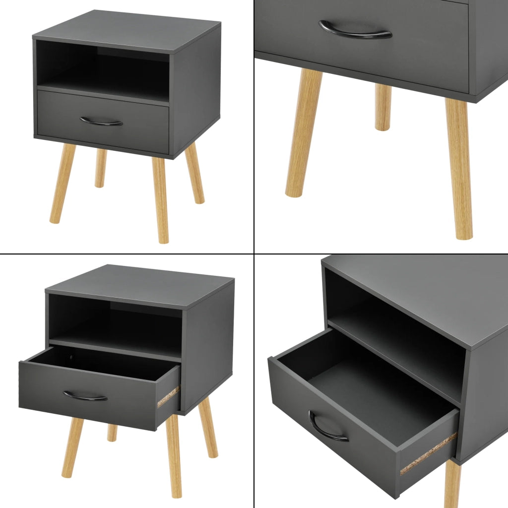 Comodino comodino cassettiera mobile basso con vano contenitore 57 cm grigio scuro 03 0006230