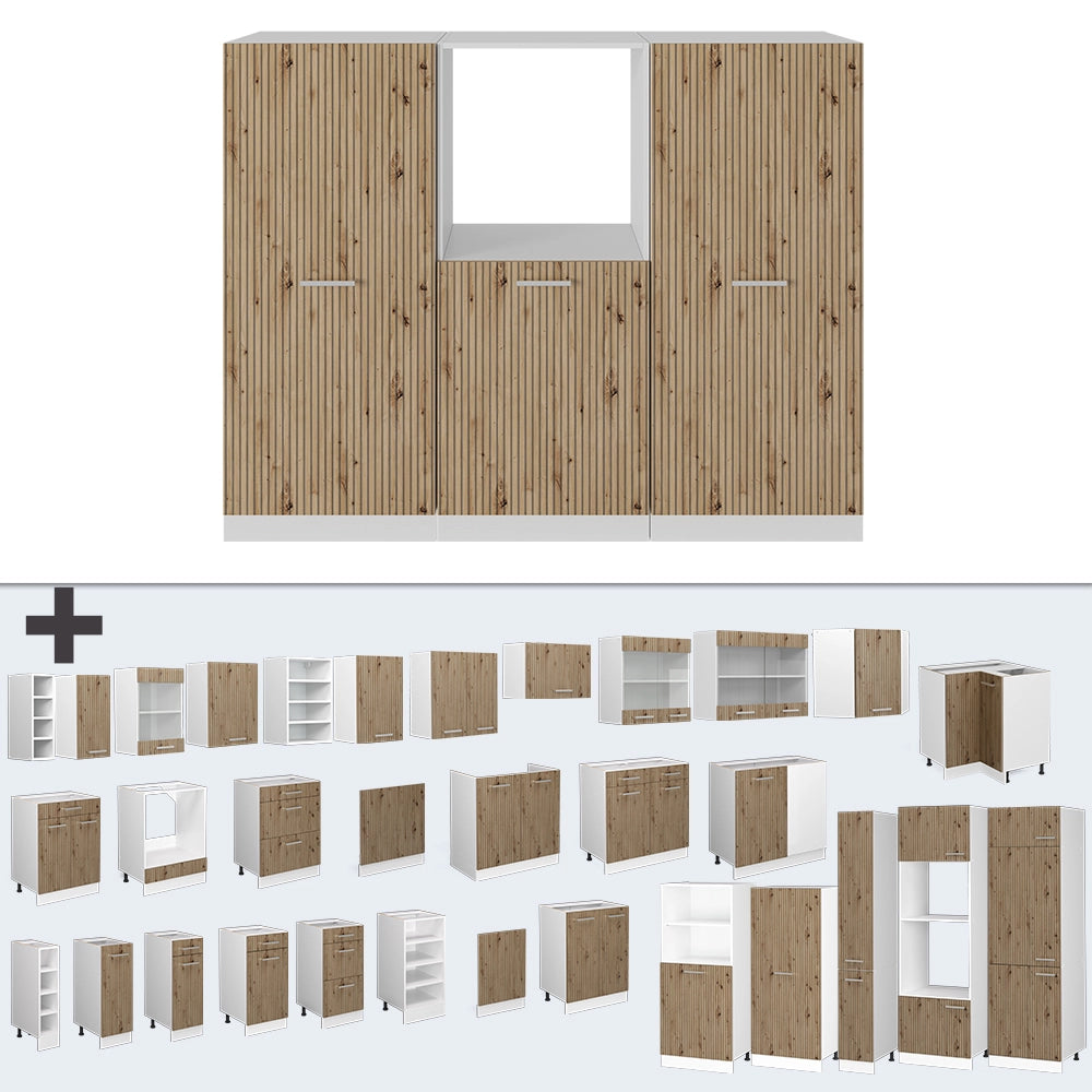 Vicco Cucine componibili piccole Rovere artigianale/bianco 180 cm senza piano di lavoro