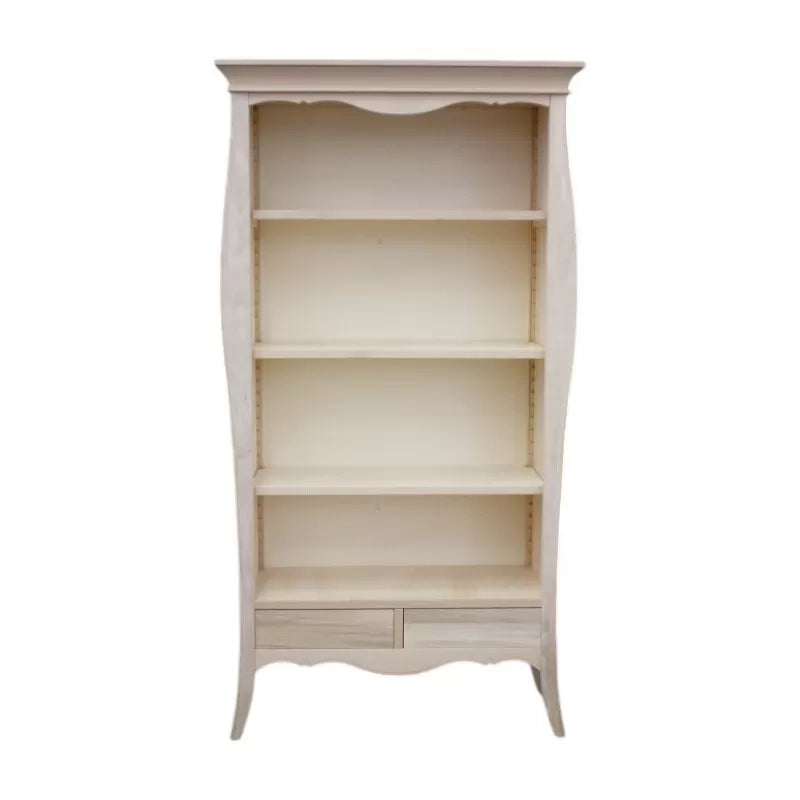 Libreria a giorno 3 ripiani 2 cassetti legno grezzo l.106 p.47 h.204 (3099) - Mobili 2G