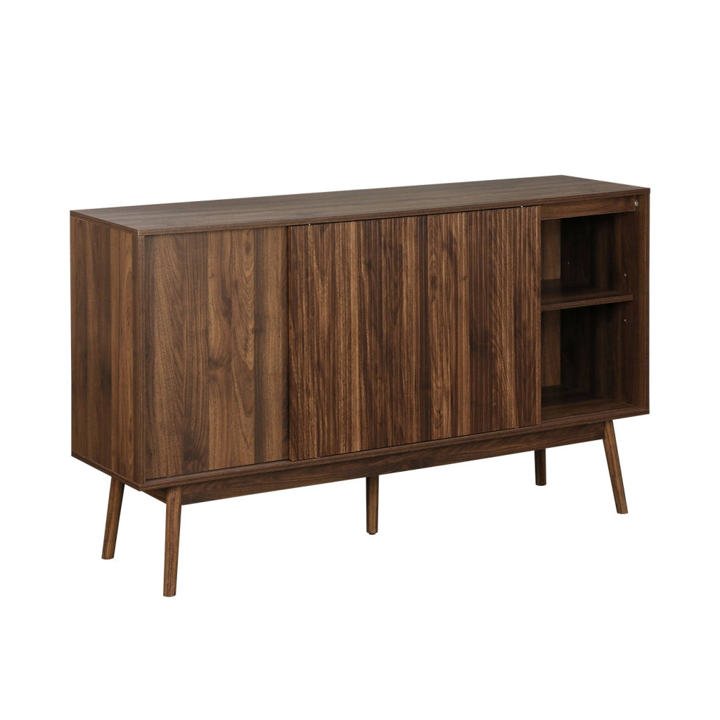 Credenza scandinava a 2 ante effetto legno, 150cm, marrone scuro