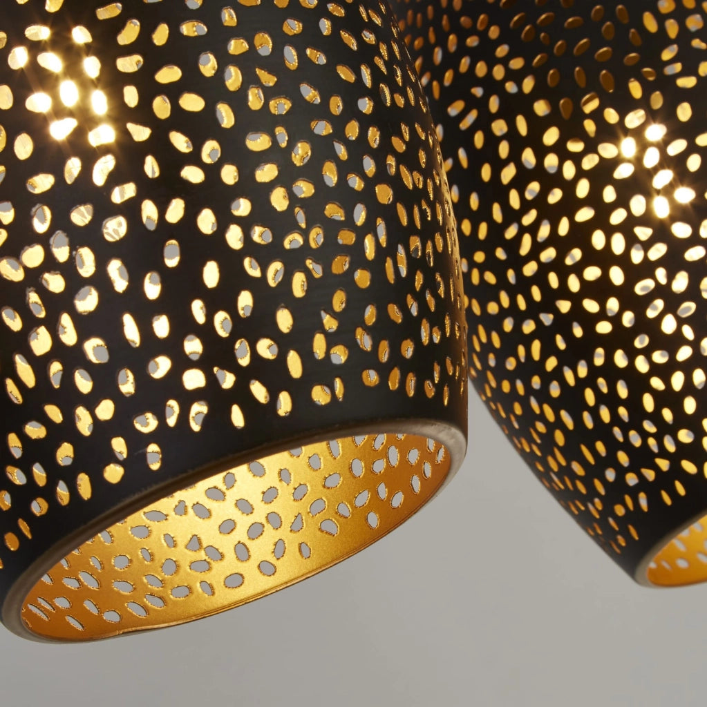 Lampadario Contemporaneo Laser Acciaio Nero Oro 4 Luci E27