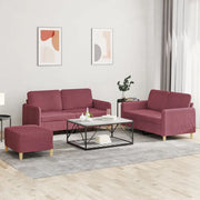 vidaXL Set di Divani 3 pz con Cuscini Rosso Vino in Tessuto