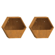 Fioriera aiuola rialzata fioriera aiuola giardino terrazza parete set da 2 acciaio corten arrugginito 30 x 10 x 25 cm marrone 02_0039116