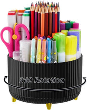 Organizzatore da ufficio, supporto per accessori da ufficio rotativo di 360 gradi con 5 compartimenti, supporto per penne, cassetto per penne per uso domestico (nero)