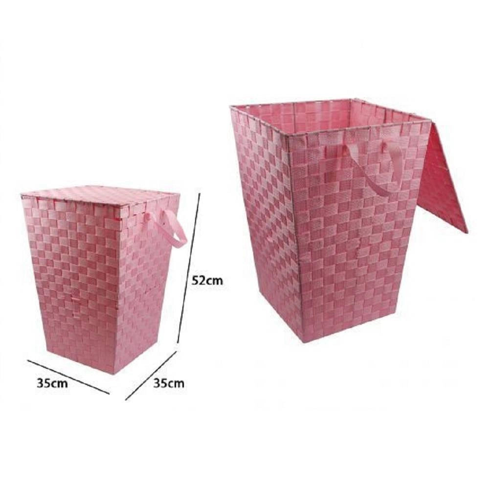 Trade Shop - Cesto Cestino Portatutto Portaoggetti Bagno Casa Coperchio 35 X 52 Cm 79107 Rosa -