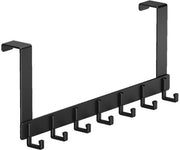 Hanger per porta, robusto hanger per porta, grande asse da asciugamano con 7 ganci, robusto e facile da installare, adatto per bagni, camere da letto e cucine, per l'appeso asciugamani e giacche (nero).