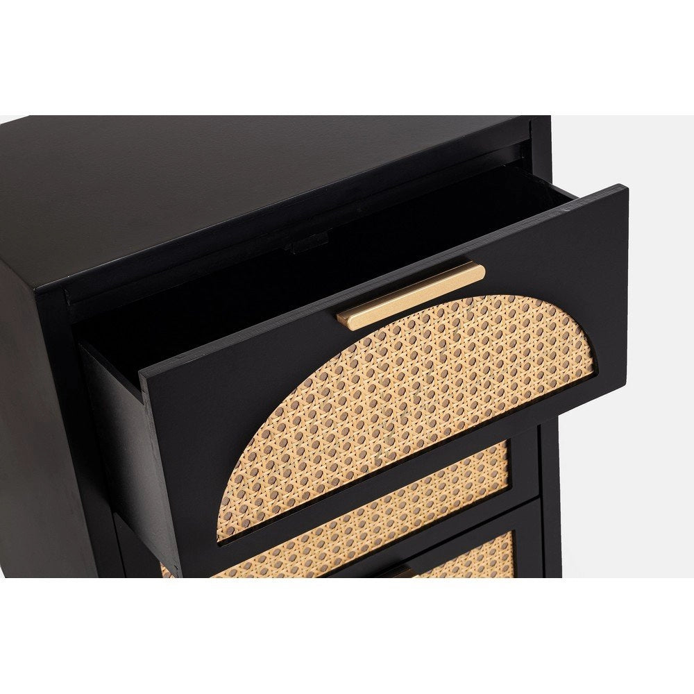 Cassettiera Legno Nero Stile Boho da Interno - JOSIE