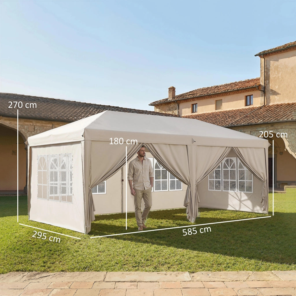 Tonnelle da giardino pieghevole 6x3m con paraventi UV ¨C zephmum ¨C beige