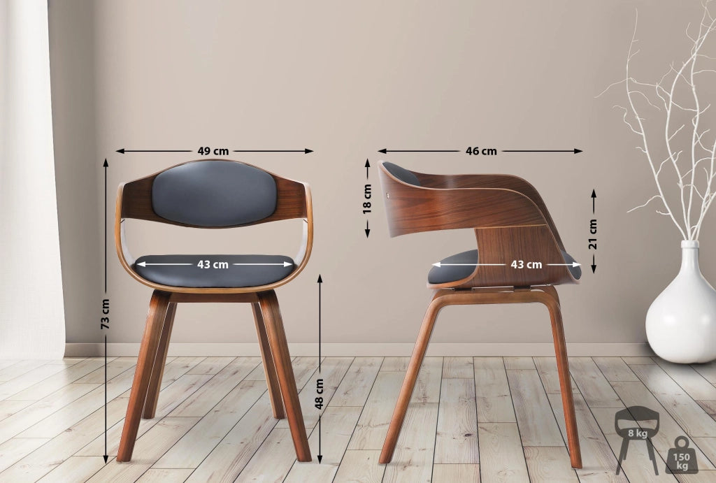 Set di 2 sedie Kingston in finta pelle Noce/grigio