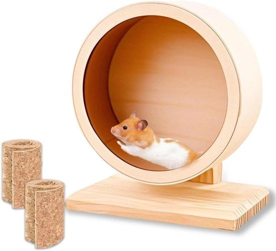 Fiattezza bicicletta in legno Ø: 15 cm ruota hamster in legno dotata di cuscinetti silenziosi - accessori per piccoli animali come Totoro, topi, scoiattoli, chinchilla e animali domestici