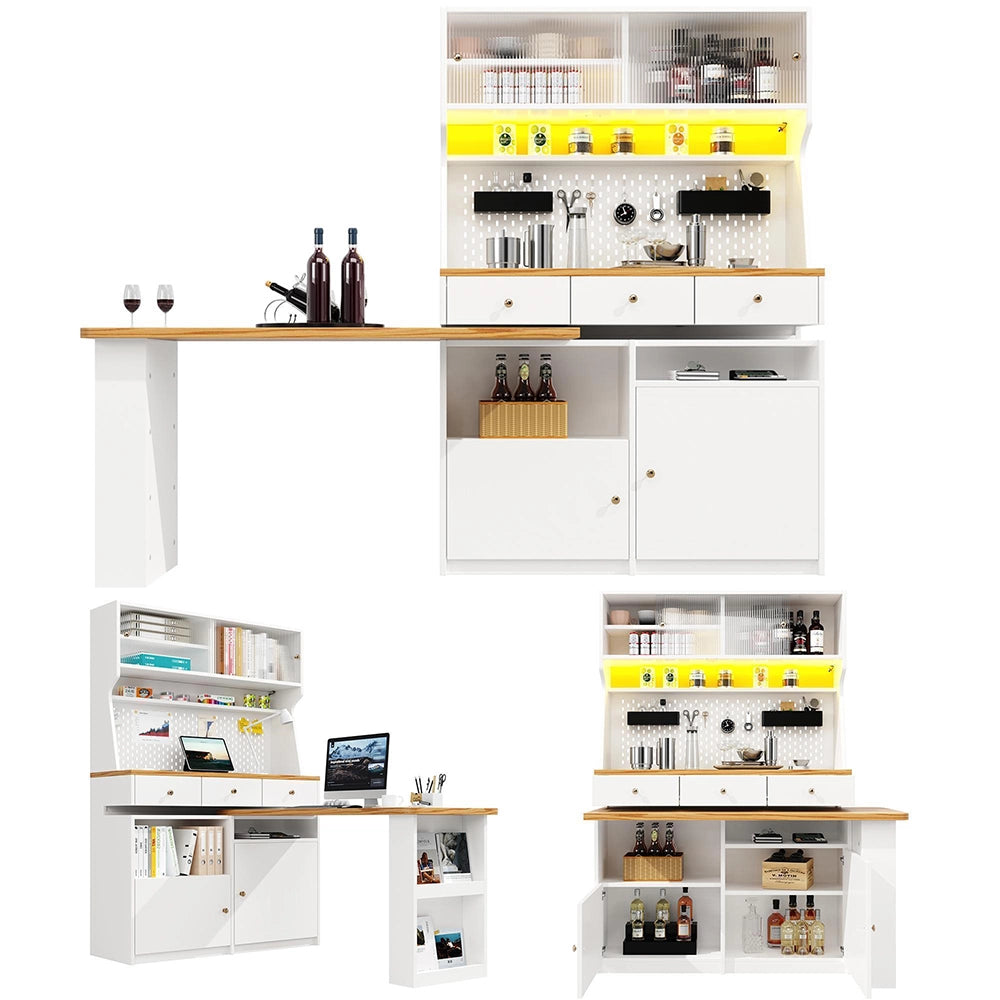 Armadio cucina alto - Xylo - 2 ante e 3 cassetti bianco 137x45x178cm