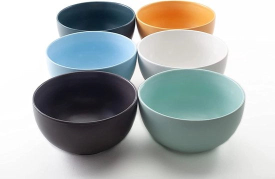 Set di Cucina in 6 Colori Pastello (6 x 700 ml), insieme di piatti di alta qualità in 6 colori pastello, grande ciotola per muesli, piatti per finestre e ciotola, ideale come ciotola per zuppe