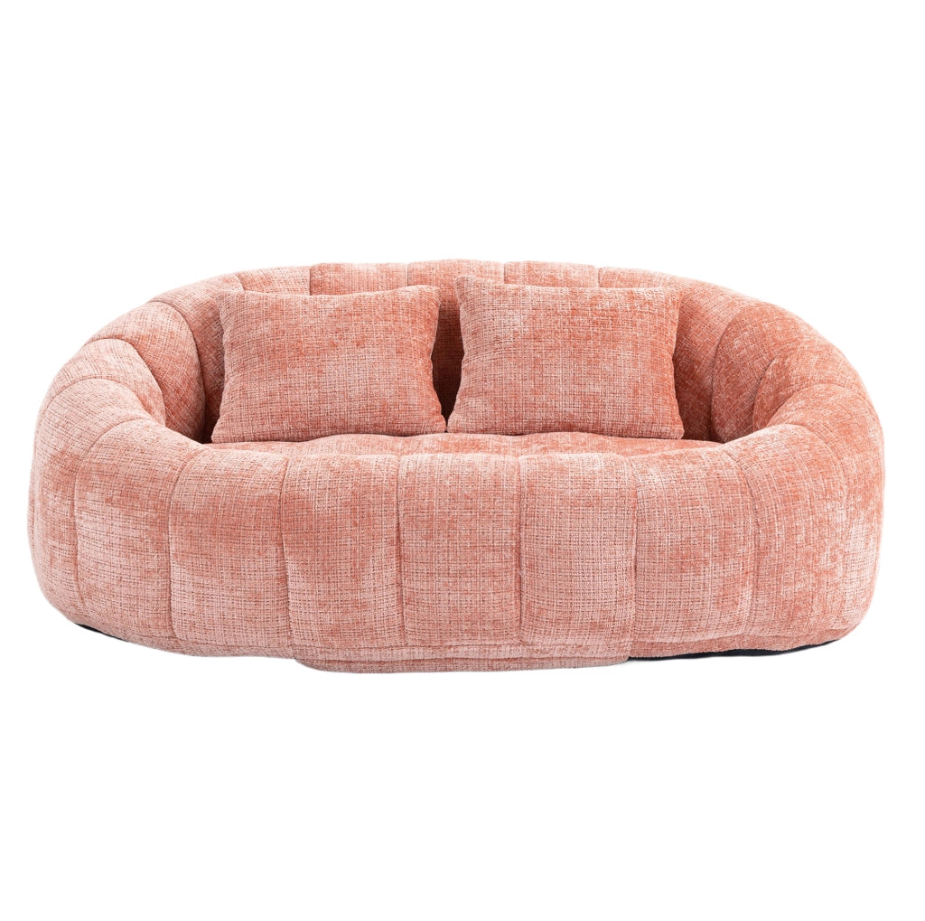 Divano lounge 2 posti in ciniglia rosa con schiuma memory