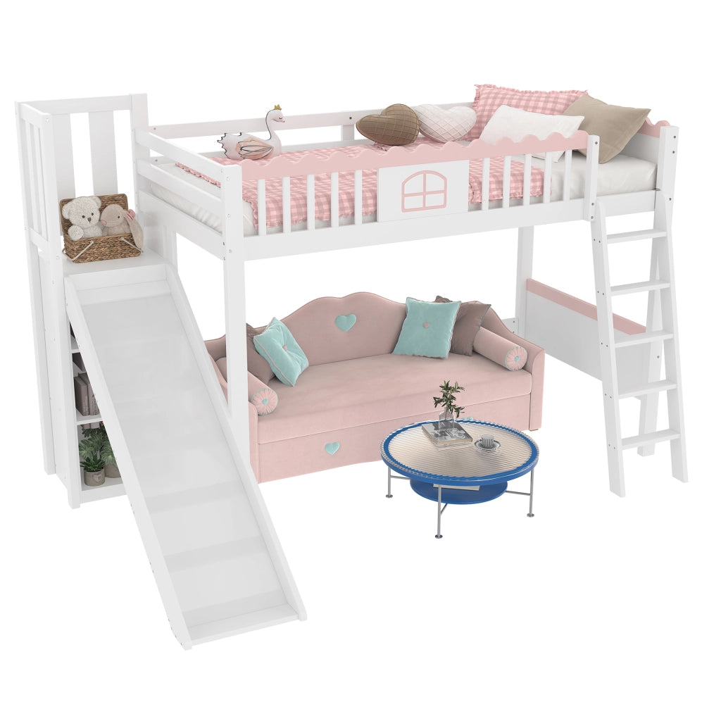 Letto a castello funzione scivolo pino 90x200 cm