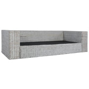 Divano a 3 Posti con Cuscini Grigio in Rattan Naturale 283071