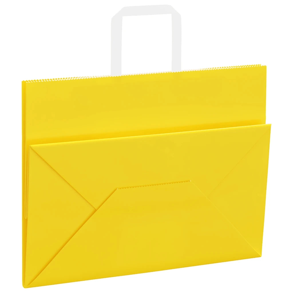 vidaXL Sacchetti di Carta 250 pz con Manici Gialli 32x17x25 cm