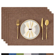 Set di tovagliette per tavolo 4 pezzi - Resistente al calore - Antiscivolo - Doppio lato - Plastica - Marrone