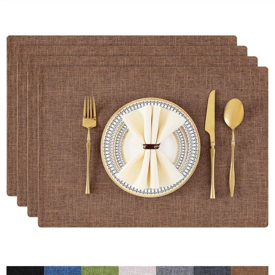 Set di tovagliette per tavolo 4 pezzi - Resistente al calore - Antiscivolo - Doppio lato - Plastica - Marrone