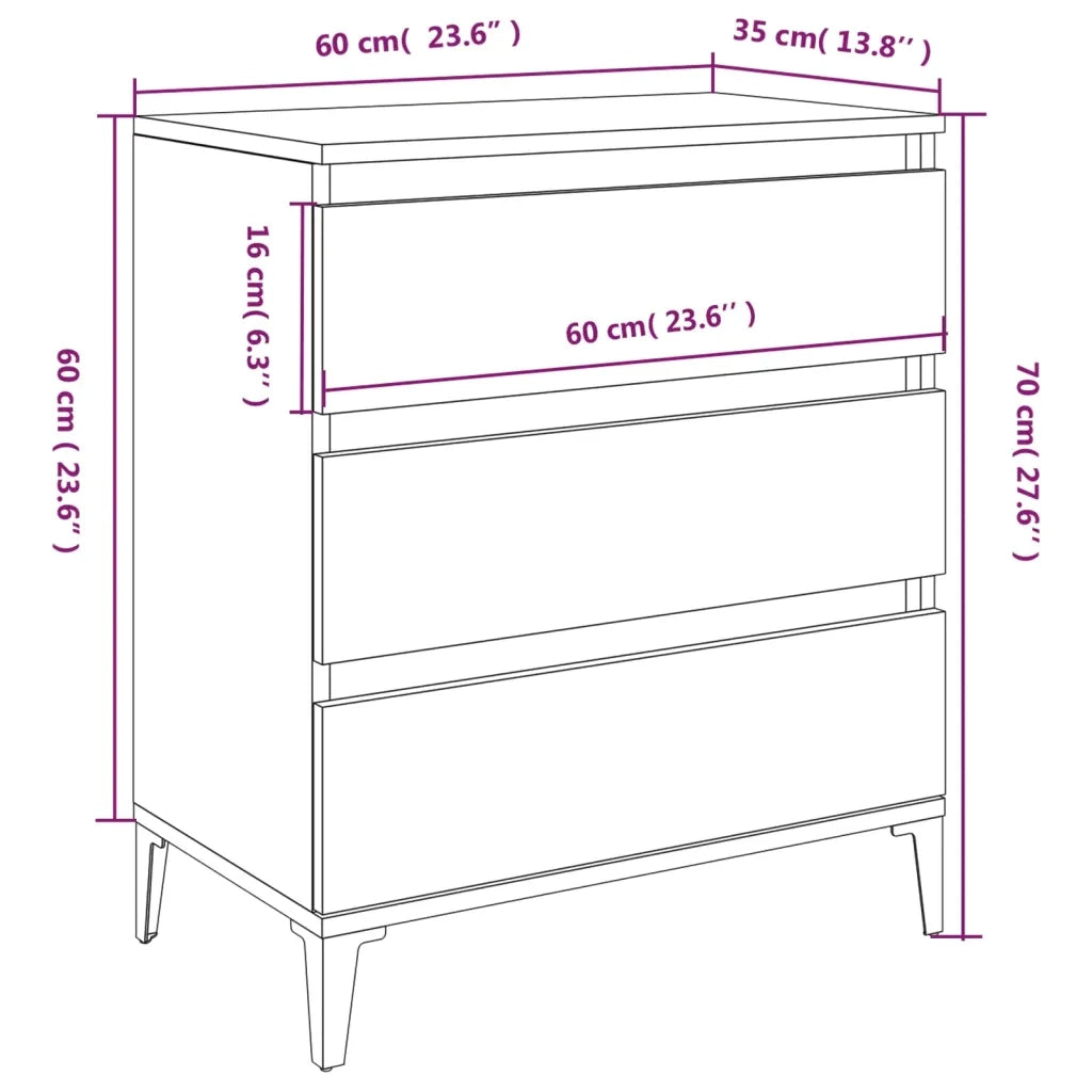 Credenza Rovere Marrone 60x35x70 cm in Legno Multistrato 823055