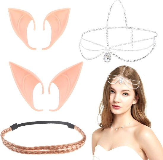 ONF3 - Elfenore di Latex - Pixie-Oren - morbido e confortevole - 10 cm e 12 cm - Accessori di Halloween - Adatto per Cosplay - Incluso Cinturino per la Testa