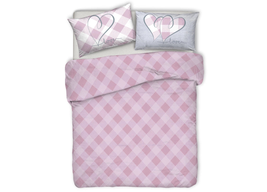 Copriletto Piquet Primavera Estate 100% Cotone Disegno Lovely Check - Singolo - Rosa