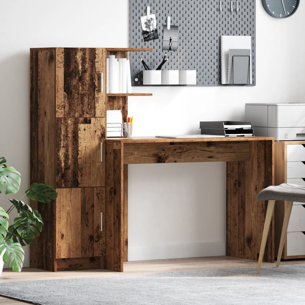 Scrivania con Ripostiglio Legno Vecchio Legno Ingegnerizzato