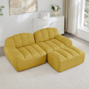 Divano Modulare 2 Posti con Ottoman, Forma a Conchiglia, Cuscini Profondi ¨C Xylo ¨C Giallo