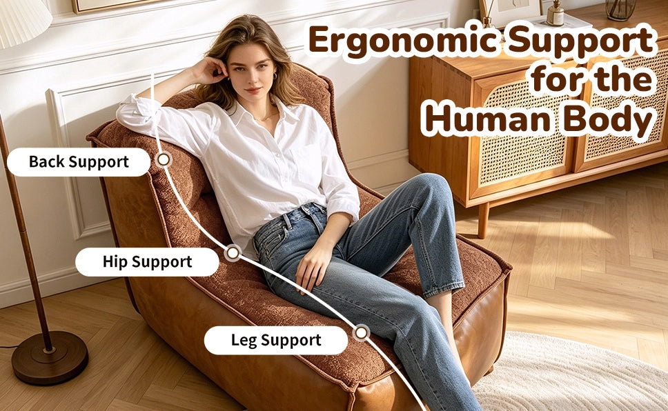 Poltrona marrone con schienale ergonomico e piano laterale integrato