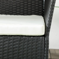 Divano da Giardino a 2 Posti con Cuscino e Braccioli 100x54x80cm in Rattan PE e Acciaio Nero