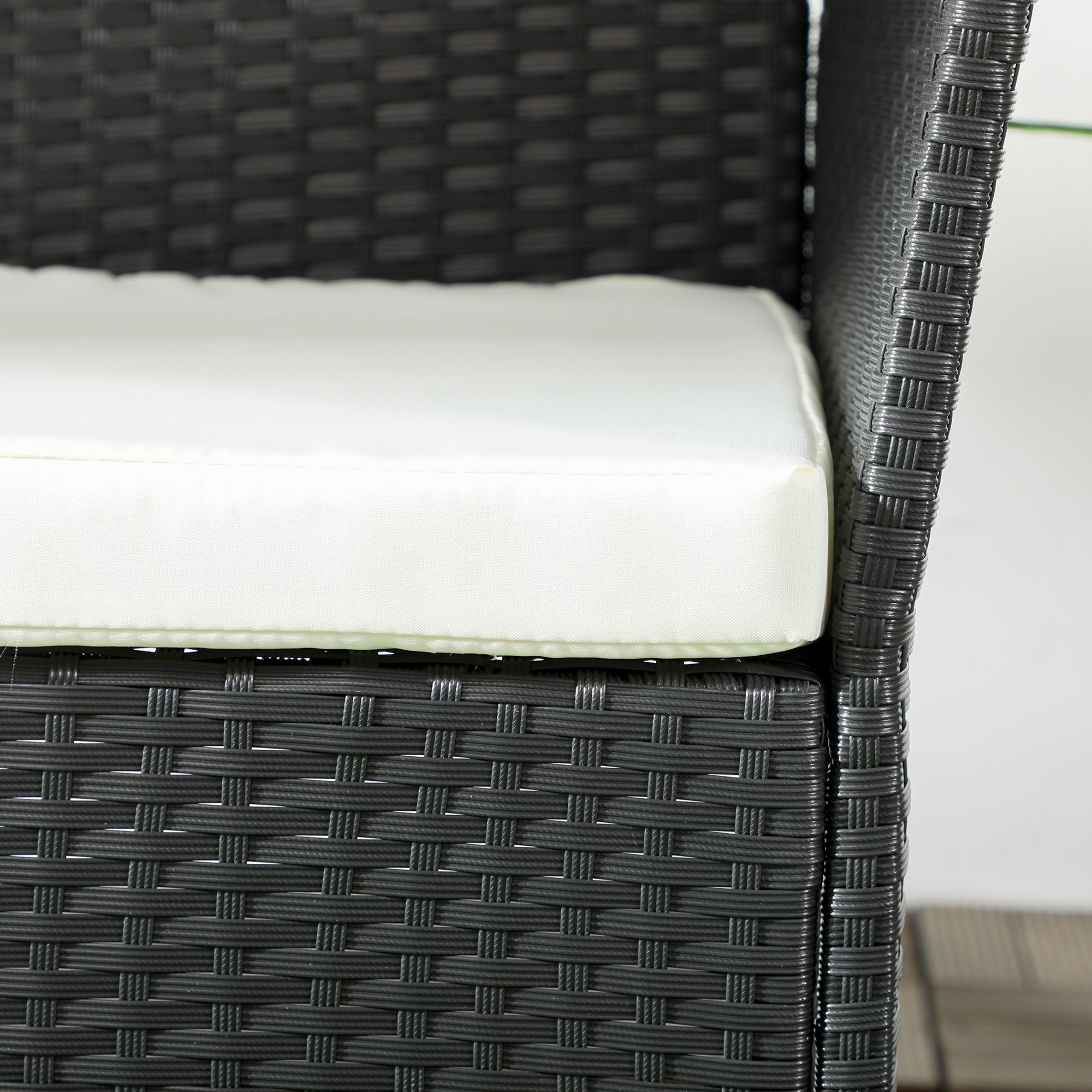 Divano da Giardino a 2 Posti con Cuscino e Braccioli 100x54x80cm in Rattan PE e Acciaio Nero